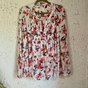 Lucky Brand Floral Blouse - Red and Pink